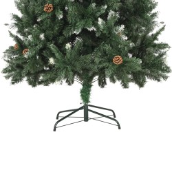 vidaXL Albero di Natale Artificiale Pigne e Brillantini Bianchi 210 cm