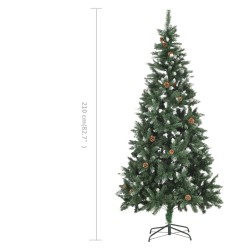 vidaXL Albero di Natale Artificiale Pigne e Brillantini Bianchi 210 cm