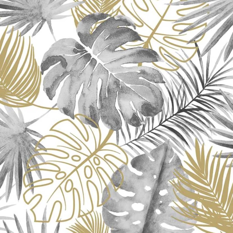 DUTCH WALLCOVERINGS Carta da Parati Motivo Foglie di Monstera Nero