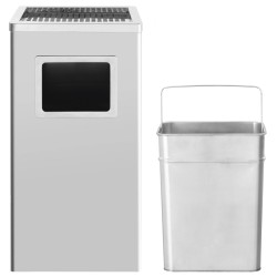 vidaXL Pattumiera con Posacenere da Albergo 45 L Acciaio Inox 