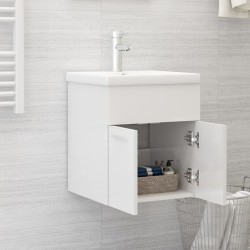 vidaXL Mobile Bagno con Lavabo Integrato Bianco Lucido in Truciolato