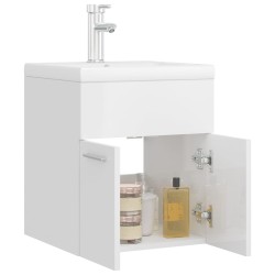 vidaXL Mobile Bagno con Lavabo Integrato Bianco Lucido in Truciolato