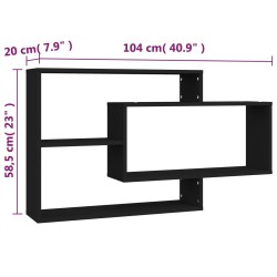 vidaXL Mensole a Muro Nere 104x20x58,5 cm in Truciolato