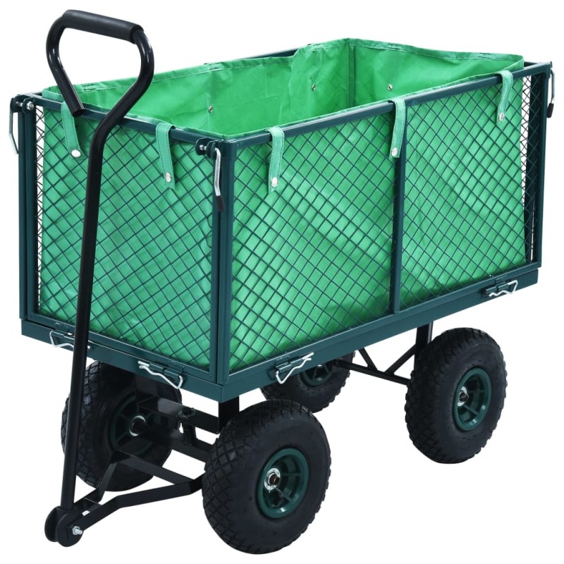 vidaXL Carrello a Mano da Giardino Verde 350 kg