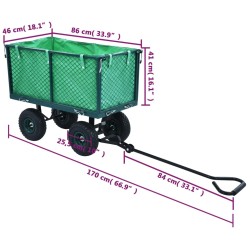 vidaXL Carrello a Mano da Giardino Verde 350 kg