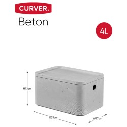 Curver Contenitori con Coperchio Beton 3 pz Misura S Grigio Chiaro