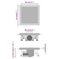 vidaXL Scarico Doccia 2-in-1 Copertura a Piastrella 23x23cm in Acciaio