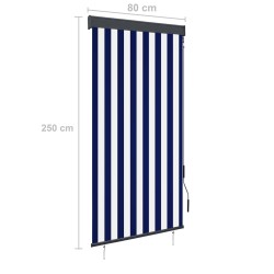 vidaXL Tenda a Rullo per Esterni 80x250 cm Blu e Bianca