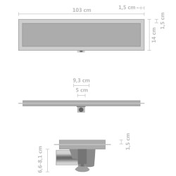 vidaXL Scarico Doccia 2-in-1 con Copertura 103x14 cm in Acciaio Inox