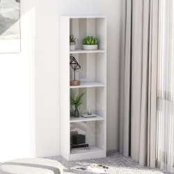 vidaXL Libreria a 4 Ripiani Bianco Lucido 40x24x142 cm in Truciolato