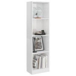 vidaXL Libreria a 4 Ripiani Bianco Lucido 40x24x142 cm in Truciolato