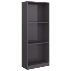 vidaXL Libreria a 3 Ripiani Grigio Lucido 40x24x108 cm in Truciolato