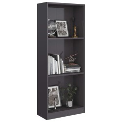 vidaXL Libreria a 3 Ripiani Grigio Lucido 40x24x108 cm in Truciolato