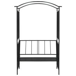 vidaXL Arco da Giardino con Panca Nero 128x50x207 cm in Ferro 