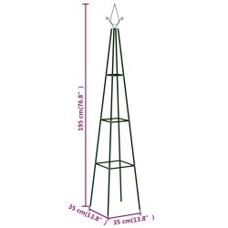 vidaXL Supporti per Piante 2 pz Verde Scuro 35x35x195 cm in Ferro 