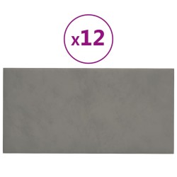 vidaXL Pannelli Murali 12 pz Grigio Chiaro 30x15 cm Velluto 0,54 m²