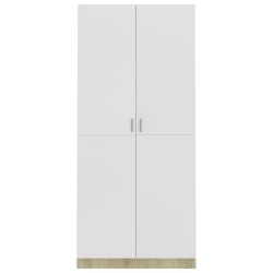 vidaXL Armadio Bianco e Rovere Sonoma 90x52x200 cm in Truciolato