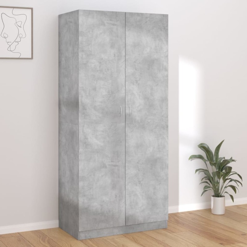 vidaXL Armadio Grigio Cemento 90x52x200 cm in Truciolato