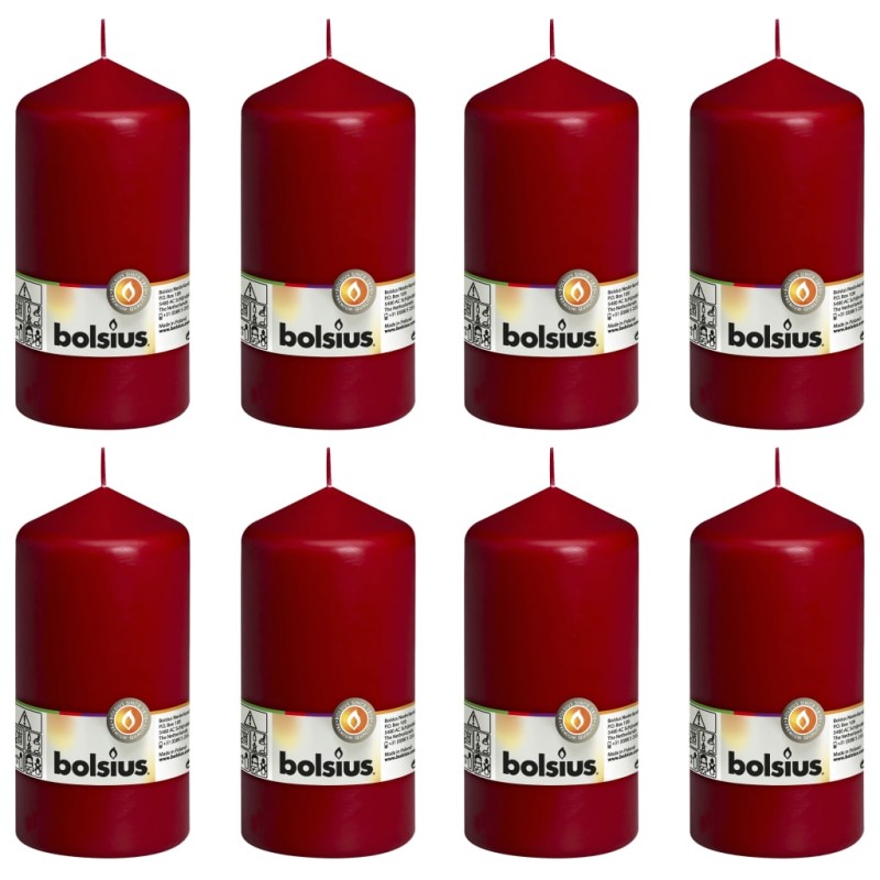 Bolsius Candele Moccoli 8 pz 150x78 mm Rosso Vino