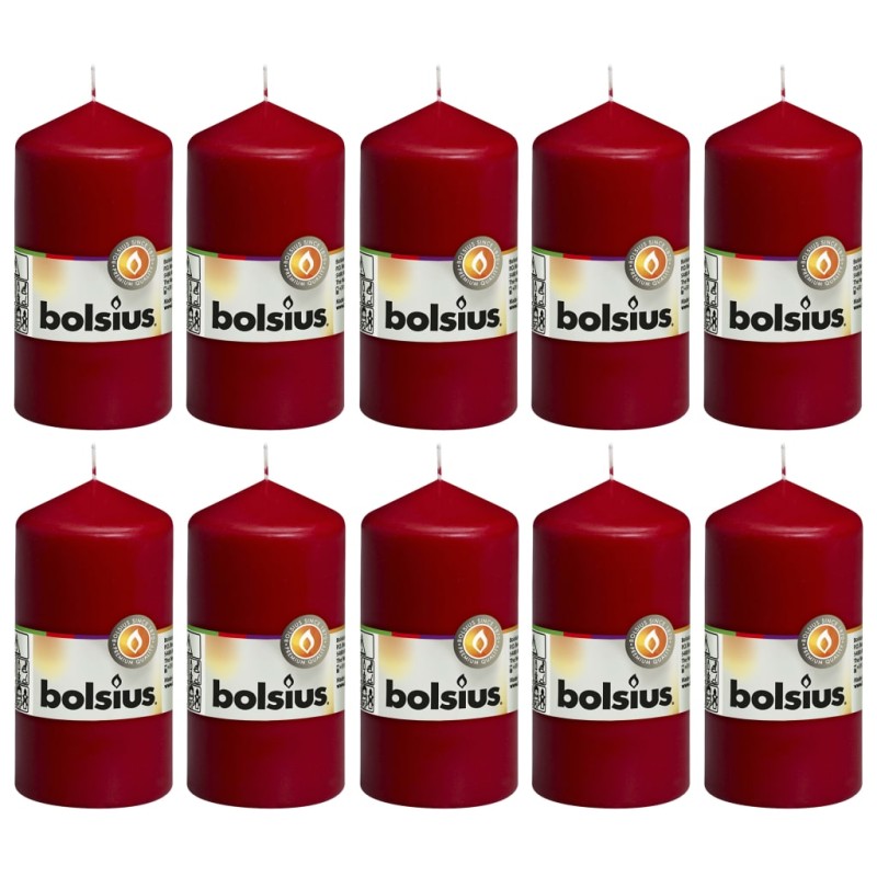 Bolsius Candele Moccoli 10 pz 120x58 mm Rosso Vino