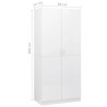 vidaXL Armadio Bianco Lucio 90x52x200 cm in Truciolato