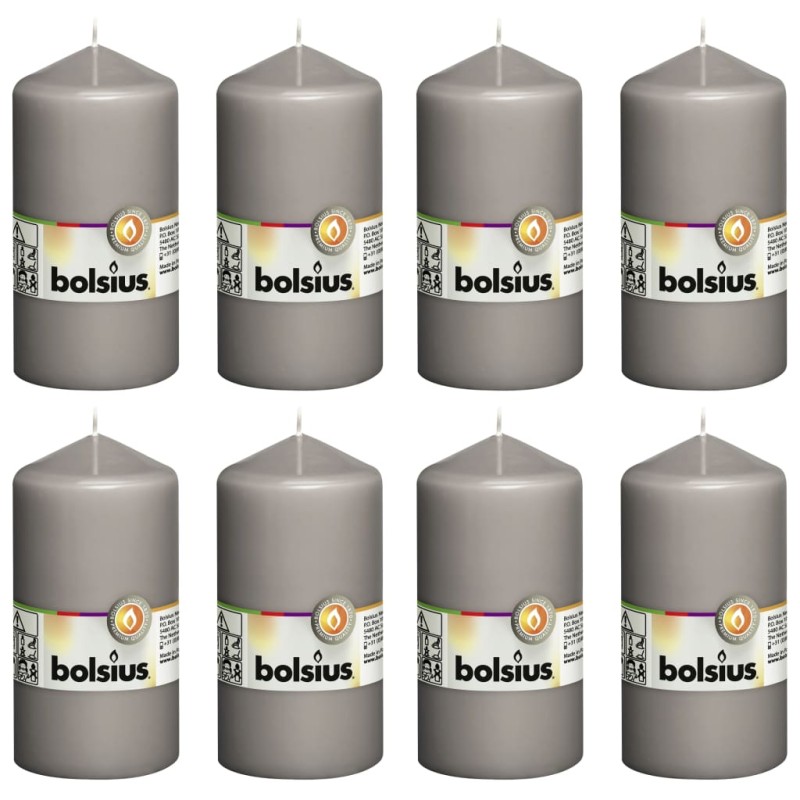 Bolsius Candele Moccoli 8 pz 130x68 mm Grigio Caldo