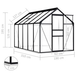 vidaXL Serra con Telaio Base Antracite 5,89 m² in Alluminio