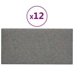 vidaXL Pannelli Murali 12 pz Grigio Chiaro 30x15 cm Tessuto 0,54 m²