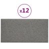 vidaXL Pannelli Murali 12 pz Grigio Chiaro 30x15 cm Tessuto 0,54 m²