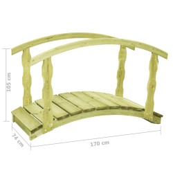 vidaXL Ponte Giardino con Corrimano 170x74x105 cm in Pino Impregnato