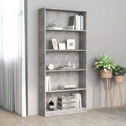 vidaXL Libreria a 5 Ripiani Grigio Cemento 80x24x175 cm in Truciolato