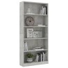 vidaXL Libreria a 5 Ripiani Grigio Cemento 80x24x175 cm in Truciolato