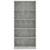 vidaXL Libreria a 5 Ripiani Grigio Cemento 80x24x175 cm in Truciolato