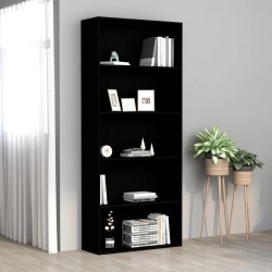 vidaXL Libreria a 5 Ripiani Nera 80x30x189 cm in Truciolato