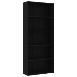 vidaXL Libreria a 5 Ripiani Nera 80x30x189 cm in Truciolato