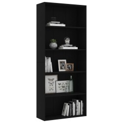 vidaXL Libreria a 5 Ripiani Nera 80x30x189 cm in Truciolato