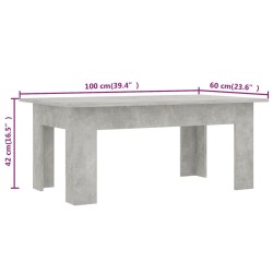 vidaXL Tavolino da Caffè Grigio Cemento 100x60x42 cm in Truciolato