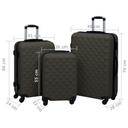 vidaXL Set Valigie Trolley a Custodia Rigida 3 pz Antracite in ABS