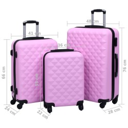 vidaXL Set Valigie Trolley a Custodia Rigida 3 pz Rosa in ABS