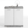 FMD Credenza con 2 Ante 80x34,9x89,9 cm Bianco e Calcestruzzo