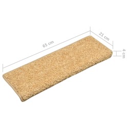 vidaXL Tappetini per Scale 15 pz 65x21x4 cm Beige