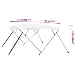 vidaXL Bimini di Prua con Tendalino a 4 Archi Bianco 243x180x137 cm