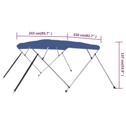 vidaXL Bimini di Prua con Tendalino a 4 Archi Blu 243x210x137 cm