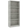 vidaXL Libreria a 4 Ripiani Grigio Cemento 60x24x142 cm in Truciolato