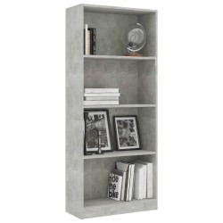 vidaXL Libreria a 4 Ripiani Grigio Cemento 60x24x142 cm in Truciolato