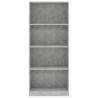 vidaXL Libreria a 4 Ripiani Grigio Cemento 60x24x142 cm in Truciolato