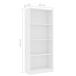 vidaXL Libreria a 4 Ripiani Bianca 60x24x142 cm in Legno ingegnerizzato