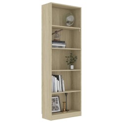 vidaXL Libreria a 5 Ripiani Rovere Sonoma 60x24x175 cm in Truciolato