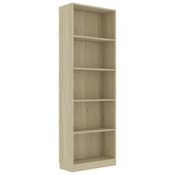 vidaXL Libreria a 5 Ripiani Rovere Sonoma 60x24x175 cm in Truciolato