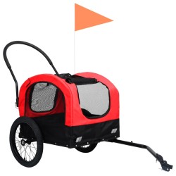 vidaXL Rimorchio Bici per Animali e Carrello Jogging Rosso Nero